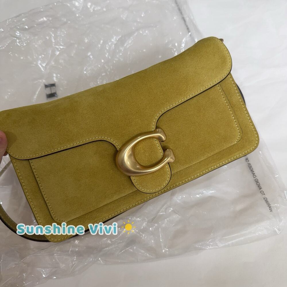 NWT Coach Suede Tabby Shoulder Bag 26 CEN52 Brass/Light Citron - Picture 3 of 13